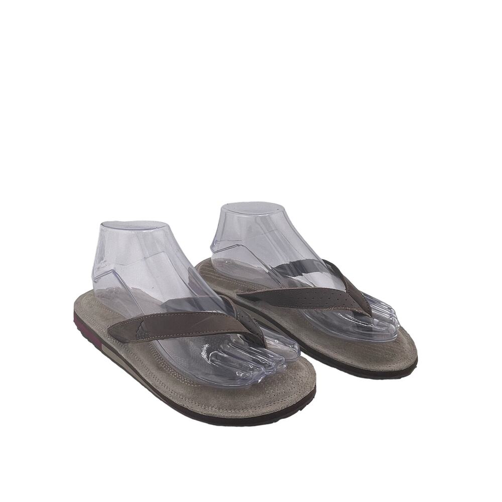 Adidas Brown Leather and Suede Flip Flops Size 7M